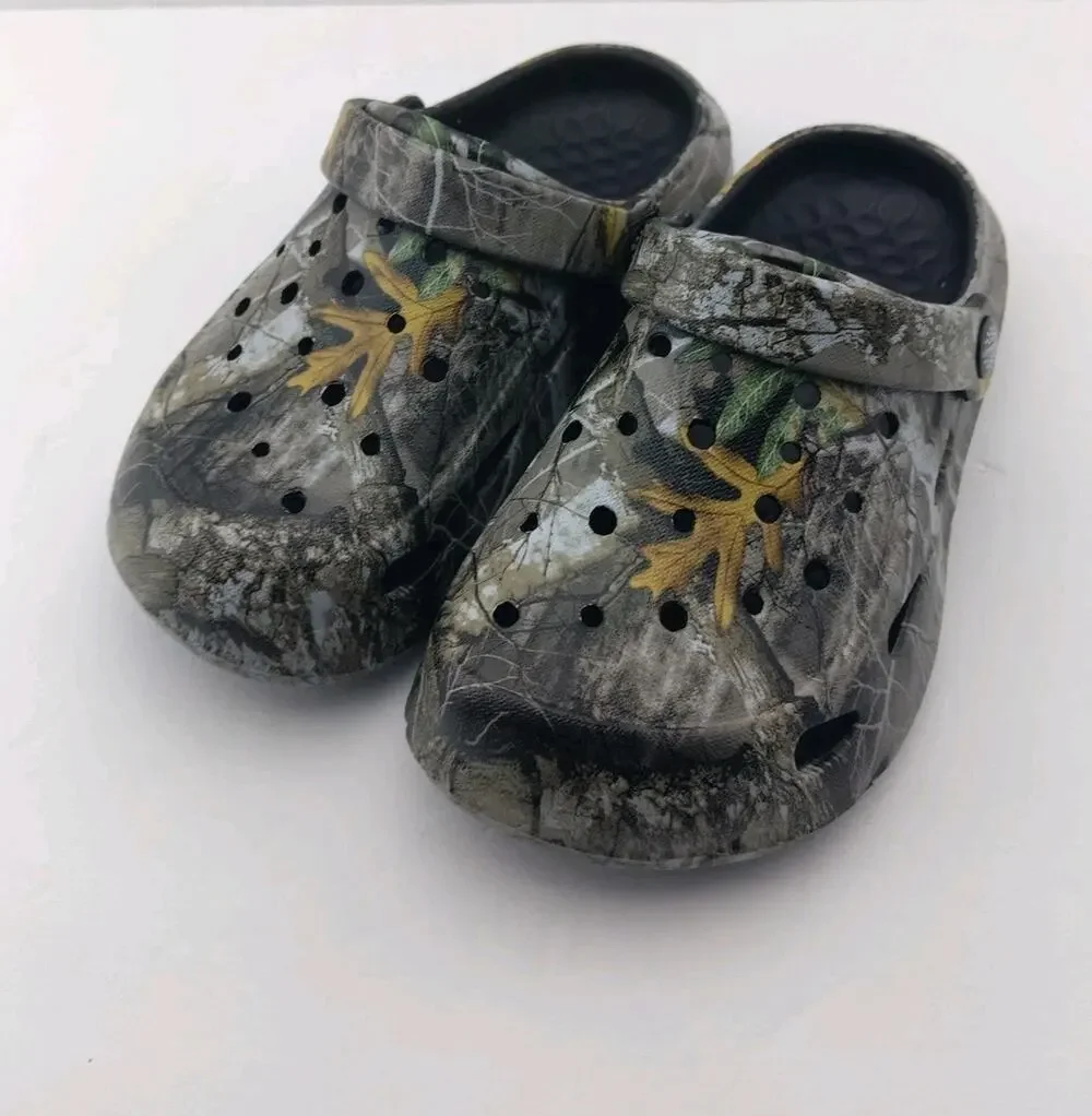 Kids Classic Camo Garden Clogs For Boys Girls Lightweight Adjustable Water si-31